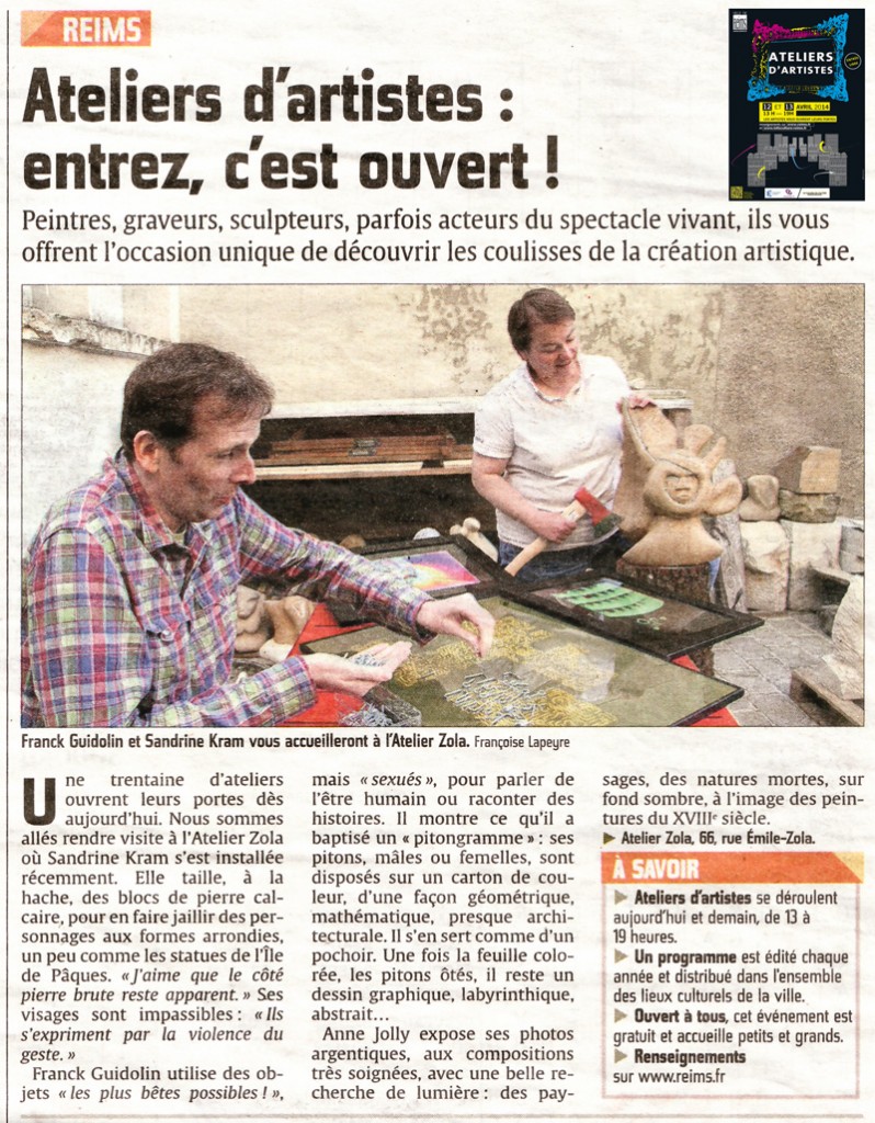 Article de presse sur l'Ateliers d'artistes 2014 à Reims