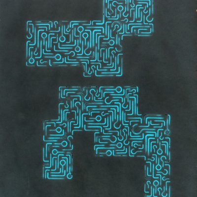 Pitongrammes n°38 - 360° -Colorant sur papier - (65x50) - Œuvre unique - 2007