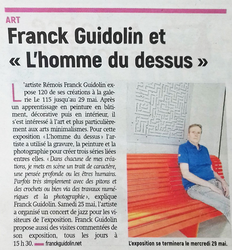 Article de presse dans le Courrier picard concernant l' exposition à la Galerie 115 de Saint Quentin